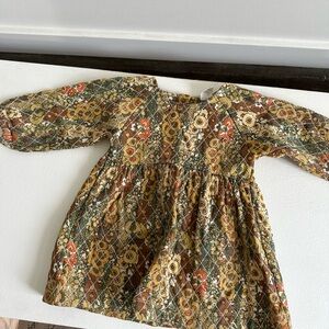 12-18 mos. Kate Quinn quilted long sleeve dress in neutral hollyhock
